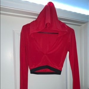 Womens Red Hooded Crop Top